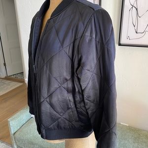 Quilted black satin jacket